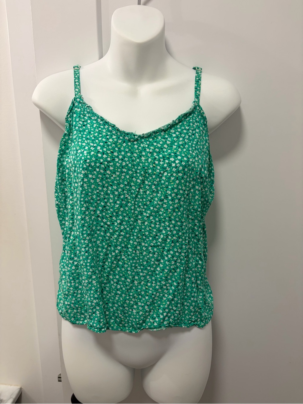 Old Navy Green Floral Cami with Adjustable Straps
